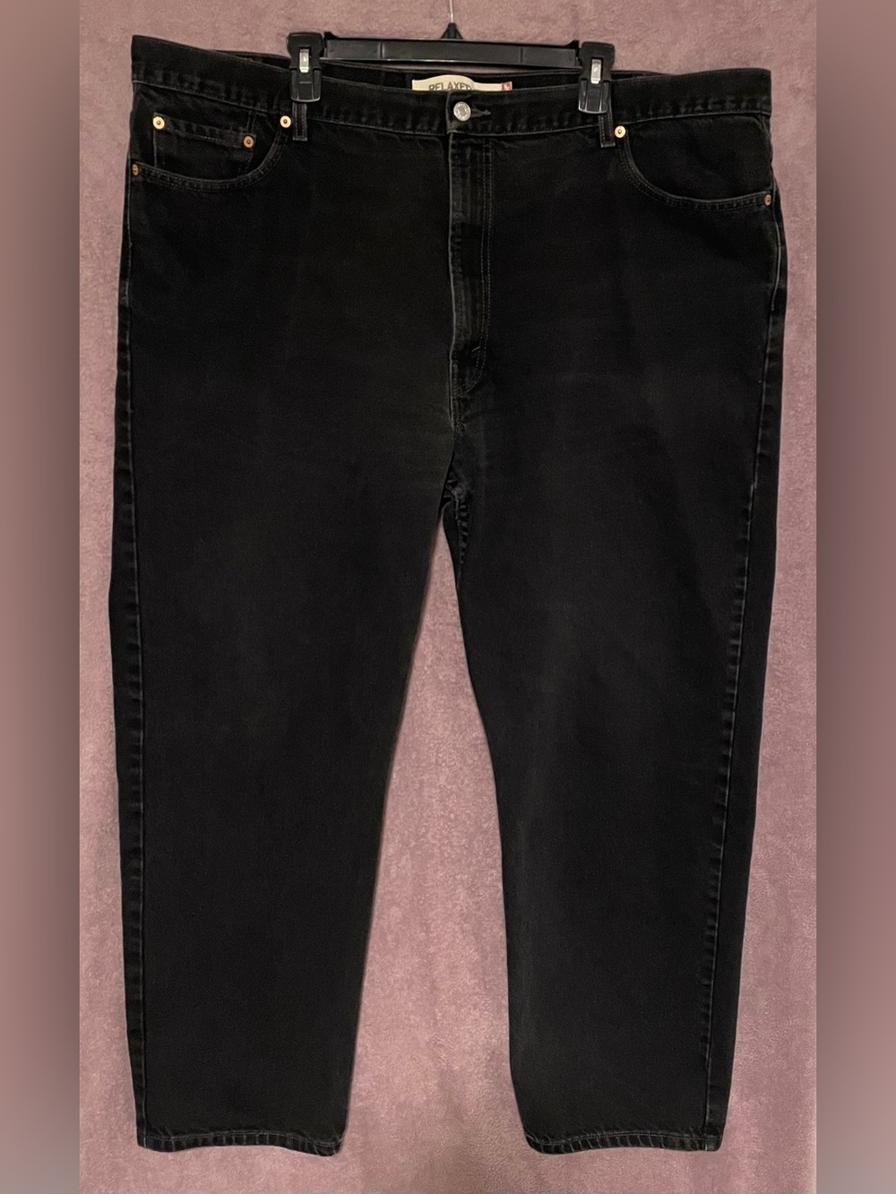 Levi's 550 Black Denim Jeans Men's 48 x 32 Relaxed Fit Tapered Leg 100% Cotton⁠